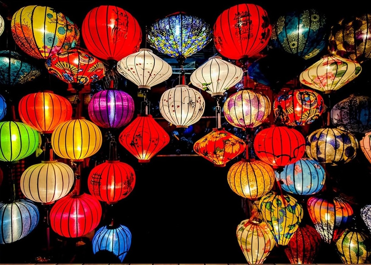 Photography Vietnam - Lentera Warna-warni Latar Belakang Festival Tahun