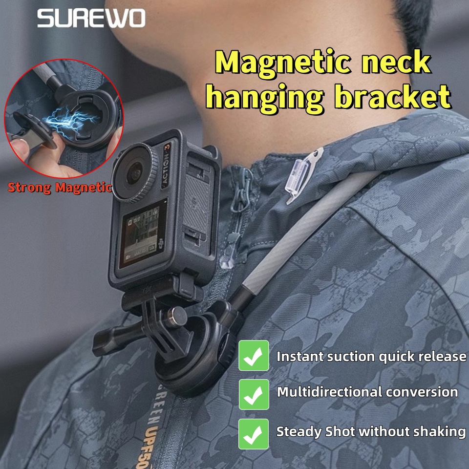 Gopro Action Camera Hero 11 Black - SUREWO braket Selfie dengan dudukan leher,