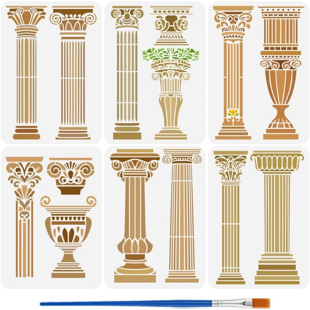 Photography Architecture - 6 PCS Stencil Kolom Romawi untuk