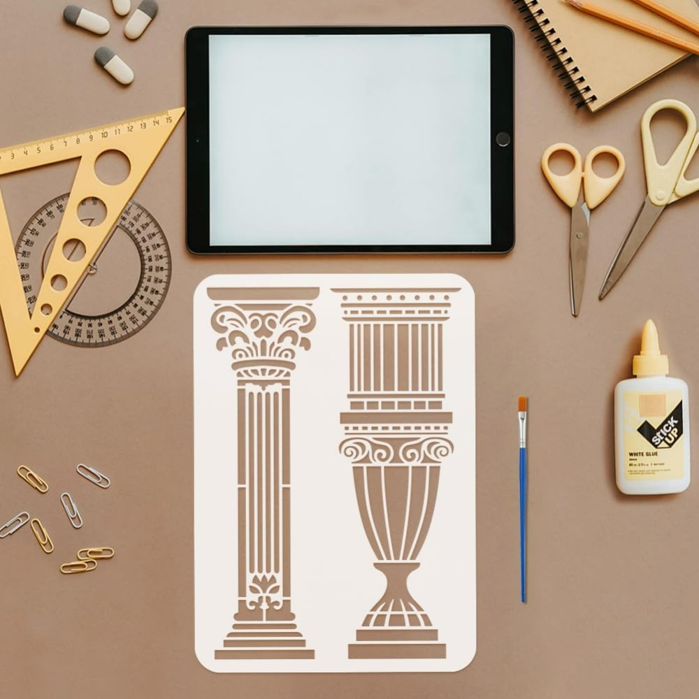 6 PCS Stencil Kolom Romawi unt - Photography Architecture ulasan dan harga